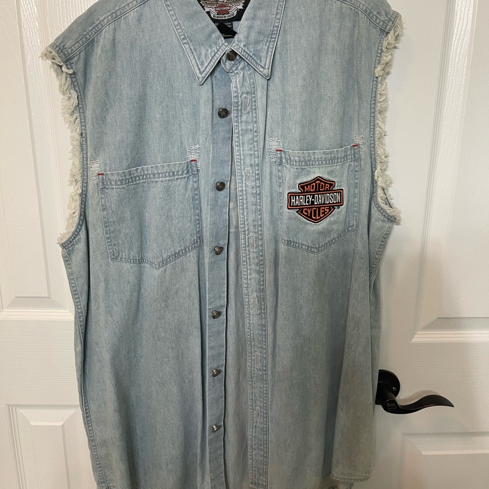 Harley-Davidson Blue Denim Sleeveless Shirt